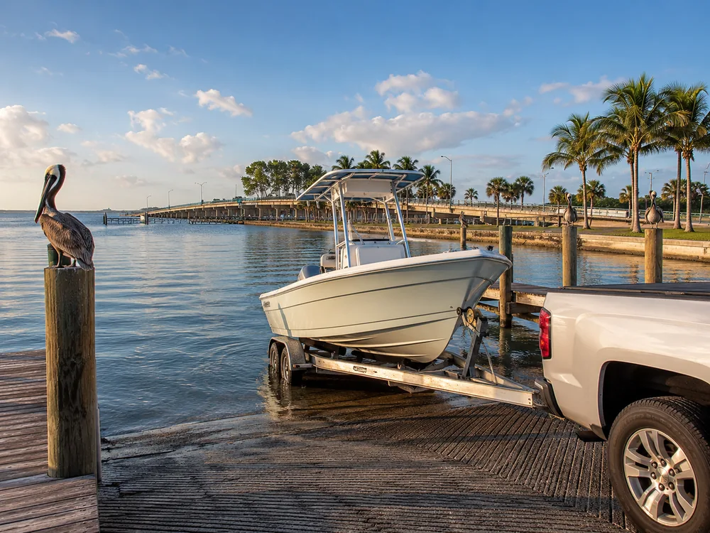 A boat ramp launch at Holmes Beach